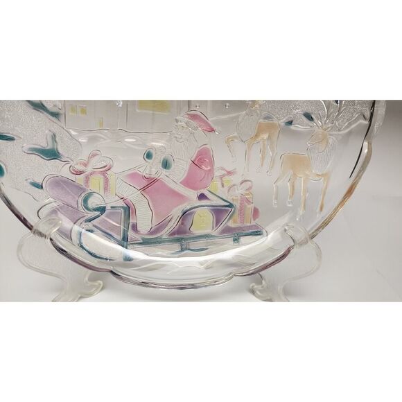 Crystal Clear Industries 1989 Sleigh Bells Christmas 14" Glass Serving Platter - Picture 6 of 6